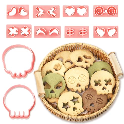 Halloween Cookie Cutters, 10Pcs Mini Skull Cookie Stamps Set - color: Halloween Skull