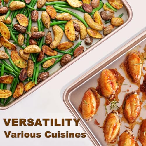 Wildone Baking Sheet Pan Set of 2, Nonstick Cookie Sheets for Baking - color: Rose Gold, size: 15x10x1 inch Set