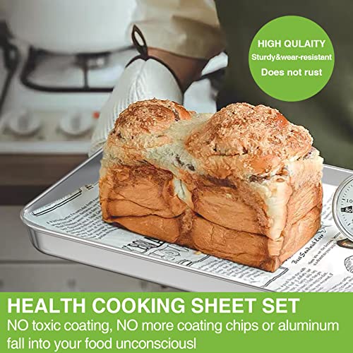 Stainless Steel Baking Pan, Large Cookie Sheet Set for Toaster Oven Tray Pans by Umite Chef, Superior Mirror Finish, Easy Clean, Dishwasher Safe, 12 x 10 x 1 inch, 3 Piece/set - size: 12 * 10 * 1 inch