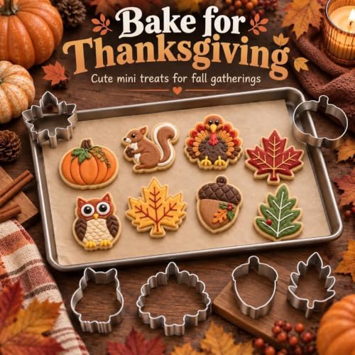 14-Piece Mini Thanksgiving Cookie Cutter Set, Stainless Steel - style: Mini Thanksgiving