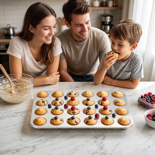 Homikit 18/10 Stainless Steel Mini Muffin Cupcake Pan 24 Cups Nonstick, 1PC - size: 24 Cup