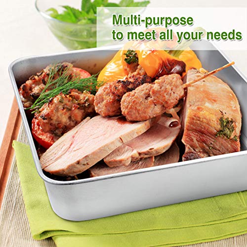 P&P CHEF Square 8x8 Baking Cake Pan, 3 Pcs Stainless Steel Brownie Pan - size: 8 Inch