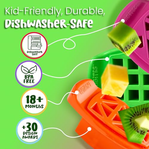 FunBites Sandwich Cutter for Kids Lunch, Crustless Bento 2-Pc Set, 3 Pack - color: Green Squares/Pink Hearts/Orange Triangles