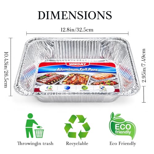 9x13 Aluminum Foil Pans 30pack, Disposable Half Size Tin Pans for Cooking - size: 9 x 13 without lids