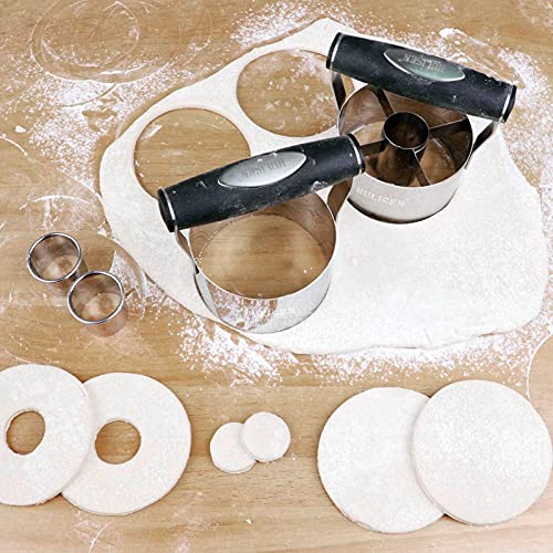 HULISEN 3.5 in Donut Cutter & Biscuit Cutter Set with hole, Stainless Steel - size: 3.5" Donut Cutter & Biscuit Cutter