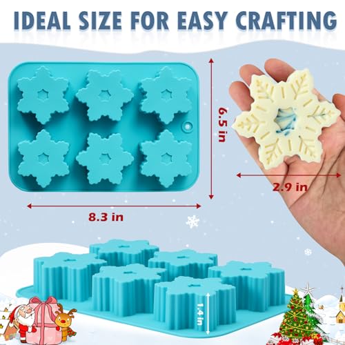 HKNMTT Snowflake Christmas Silicone Mold 12 Cavity for Holiday Soap Chocolate Cocoa Bomb Ice Candy Oreo Covered Jello Xmas Winter Wax, Oven Safe Baking Frozen Food Grade Moulds DIY Candle Craft Set - style: Snowflake 2PCS