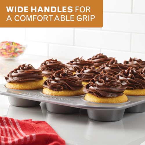 Farberware Bakeware Nonstick Muffin & Cupcake Pans, 12-Cup, Gray - color: Gray