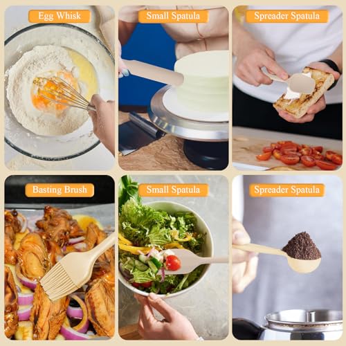 Mixing Bowls with Airtight Lids Set, Non-Slip Silicone Bottoms, Khaki - color: Khaki