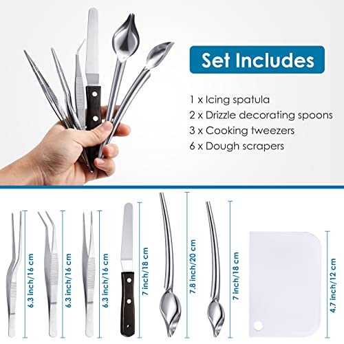 Patelai 12 Pcs Chef Plating Tools, Culinary Tweezer, Drizzle Spoon, Spatula