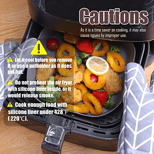 Golden Associate Silicone Liners Square for Air Fryer, 2 Pcs Non-stick Food-grade Reusable Basket Silicone Pot Baking Tray Airfryer Accessories, Top Size 10 inches, Bottom Size 9 inches - size: 10'' square