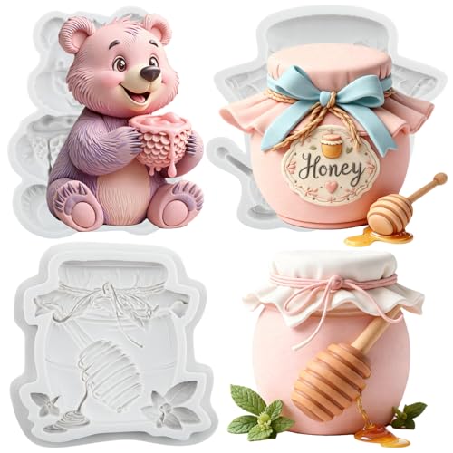 Honey Jar Dipper Fondant Mold Honey Pot Silicone Molds Set of 3