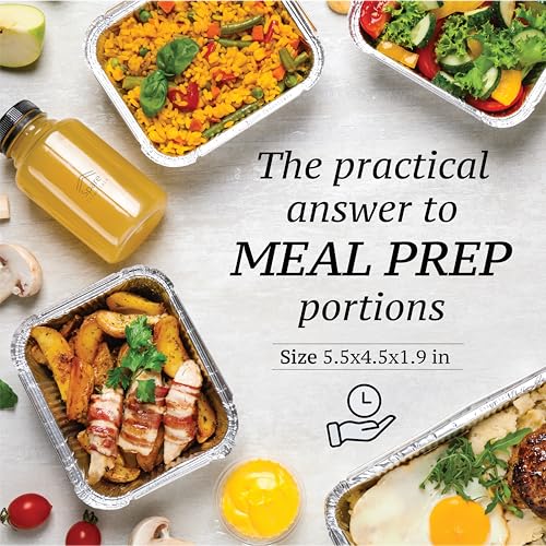 (55 Pack) 1 Lb Aluminum Pans with Lids, Disposable Baking Foil Containers, Takeout Food Storage, Freezer - Mini Foil Pans with Clear Lids for Restaurants & Catering - Size 5.5x4.5x1.9 Spare Essentials - size: 1 lb - 55 Pack