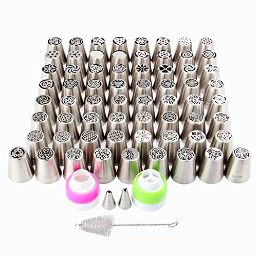 65 Pieces Stainless Steel Different Large Russian Flower Piping Tips Kit - color: SILVER MRF0007