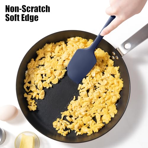 Doosu 600°F Heat Resistant Silicone Large Spatula, 11.4in, Navy Blue - color: Navy Blue, size: 11.4in (Flat Spatula)