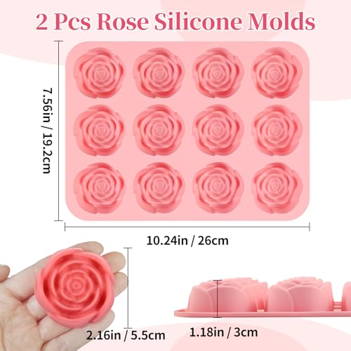 Rose Silicone Mold, 2 Pack Rose Chocolate Molds 24-Cavity - color: 2 Pcs Rose Chocolate Molds
