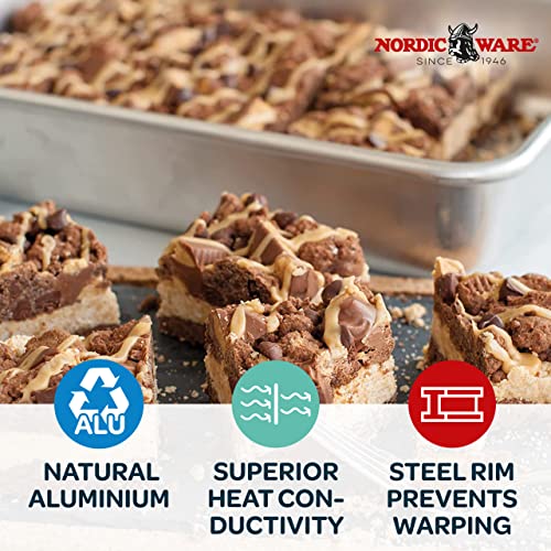 Nordic Ware Natural Aluminum Commercial Rectangular Cake Pan, Exterior dimensions 12.9 x 9.5 x 2.5 inches and interior dimensions 12.1 x 8.8 x 2.5 inches (Pack of 4) - size: 9 x 13 (Pack of 4), style: Rectangle Pan