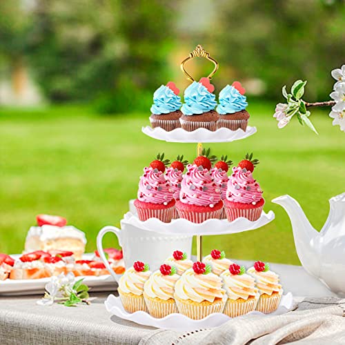 BACUTHY 3 Tier Cupcake Stand Holder, Plastic Cup Cake Tower Stand, White - color: White