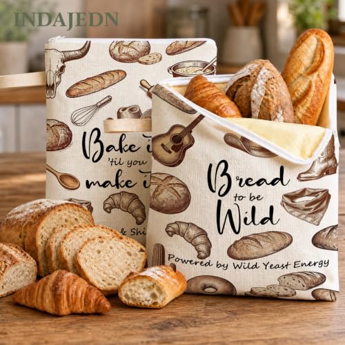 Western Cowgirl Baking Gifts Beeswax Bread Bags 2 Pack XL 13x17in - color: Western