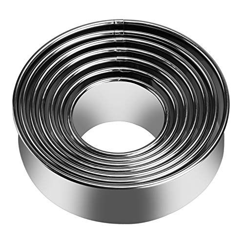 7 Pieces Stainless Steel Cookie Cutter Set Biscuit Plain Edge Round Cutters Sizes Shape Molds Ranging from 2-4.3 Inches - size: 7 Sizes Plain Edge