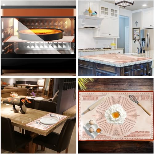 Non-slip Silicone Pastry Mat 36X24 inch Large Baking Mat with Measurements - color: Red, size: 24"L x 36"W