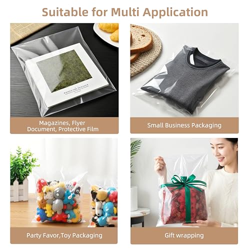 WIKDAY Self Sealing Cellophane Bags 200PCS 8X11 Inches Clear Bags with Seal - color: Clear-8"x11"