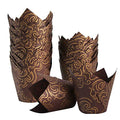 150pcs Tulip Cupcake Liners Baking Cups Muffin Liner - color: Golden Printed, Brown