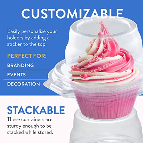 Individual Cupcake Containers (200 Pack) | Clear Plastic Disposable Cupcake Boxes/Holders | Single Cupcake Holder with Dome Lid Bulk | BPA-Free Plastic Cupcake Muffin Container Carrier Boxes to Go - size: 200