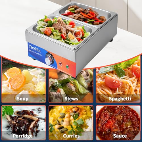 Treshin 2 Pan Commercial Food Warmer 15 Qt Electrical Bain Marie Buffet - size: 2-Pan, 15 Qt