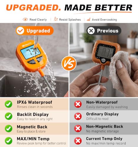 BOMATA Digital Meat & Candy Thermometer 2 Pack, Include 10" & 5" Probes - size: 2-Pack (5" + 10")