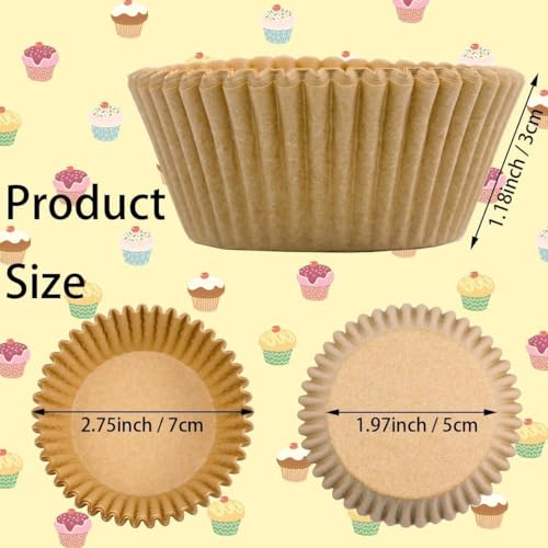 1000 Counts Heavy Duty Standard Natural Cupcake Liners Paper Cupcake Wrappers Bulk Cup Cake Cases 2 inches Baking Paper Cups for Baking Candy Cooking (Natural, 2 inches) - color: Natural