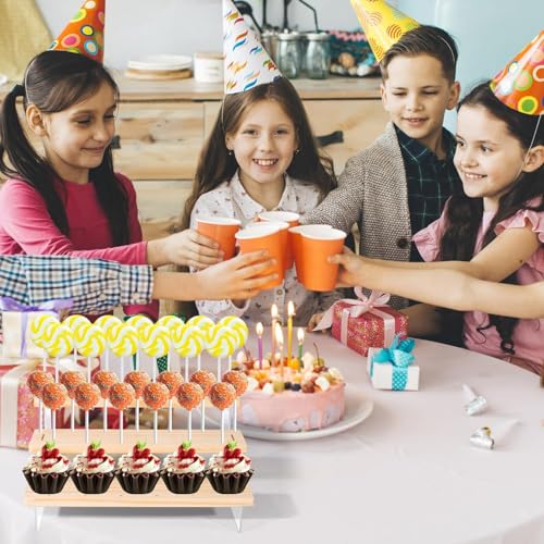 Achilleas Cake Pop Stand 2 Pack, 3-Tier Acrylic Wood Display Drying Holder
