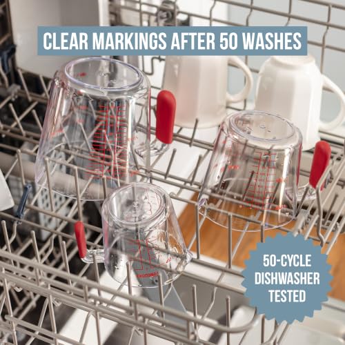 Chef Pomodoro Liquid Measuring Cups Set, Plastic, Fade-Proof Marks, 3pc