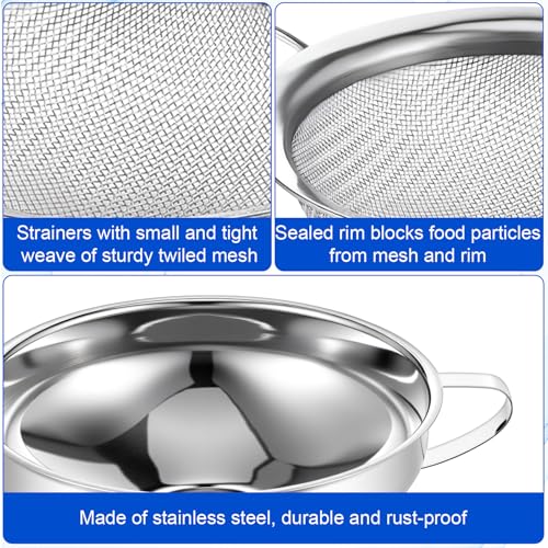 Stainless Steel Funnels with Fine Mesh Strainer - 4 Pack Canning Funnels for Narrow Wide Regular Mouth Mason Jars, 1.5/2.1 Inch Kitchen Funnel Set for Canning Supplies and Kitchen Use