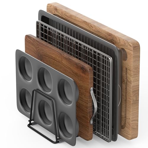 Cutting Board Organizer Kitchen Organizer Rack for Cutting Board, Bakeware, and Cookie Sheet, 5-Slot Heavy-Duty Steel Cookware Holder,Rust-Resistant with Anti-Slip Feet (1, Small) - size: Small