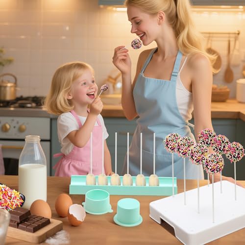 Round Cake Pop Mold Set with 9in Tray and Sticks- Blue - color: Blue（Round ）