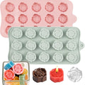 Rose Silicone Mold, 2 Pcs Rose Candy Molds 30 Cavity - color: 15-Cavity Silicone Rose Mold