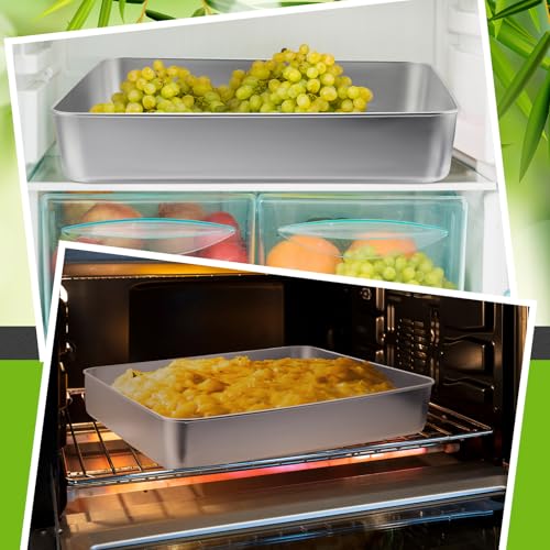 Tioncy 3 Sets Baking Stainless Steel Pan with Lid, 11/9/5 Inch - size: 11/9/5 Inch