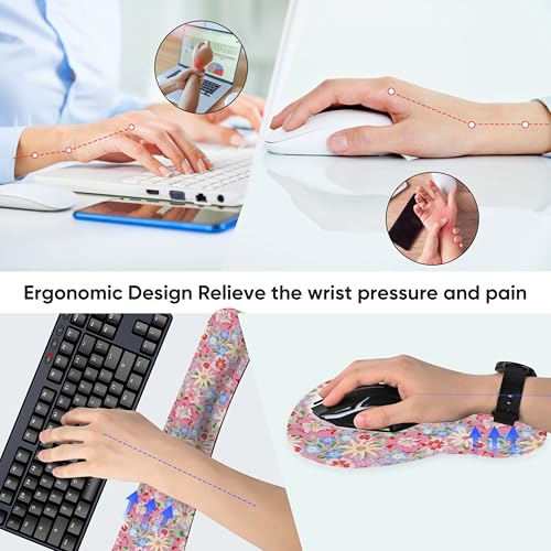 Keyboard Wrist Rest Pad and Mouse Wrist Rest Support Gaming Mouse Pad Ergonomic Gel Memory Foam Set for Computer, Laptop, Office, Pain Relief, Comfortably Typing (KM-42) - color: Km-42