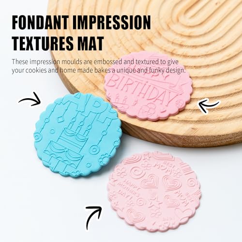 KALAIEN Cookie Stamps,Fondant Impression Mat Set of 3 Style 5 - color: Style 5