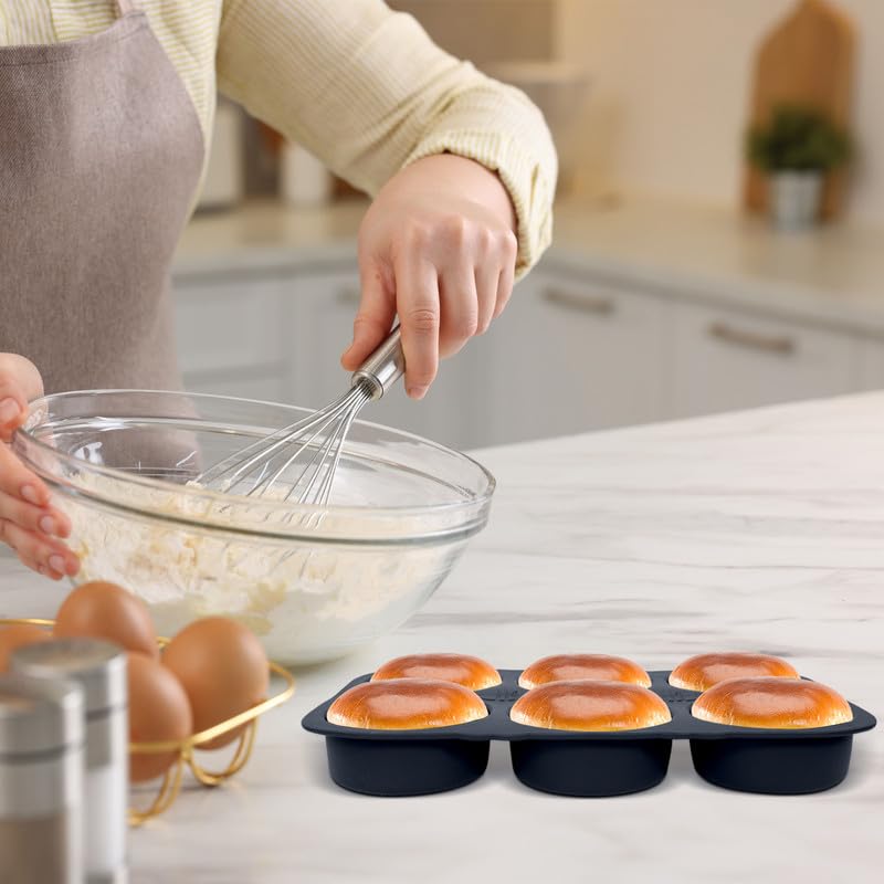 Hamburger Bun Pan,Silicone Hamburger Bun Mold - color: 6 Cavity