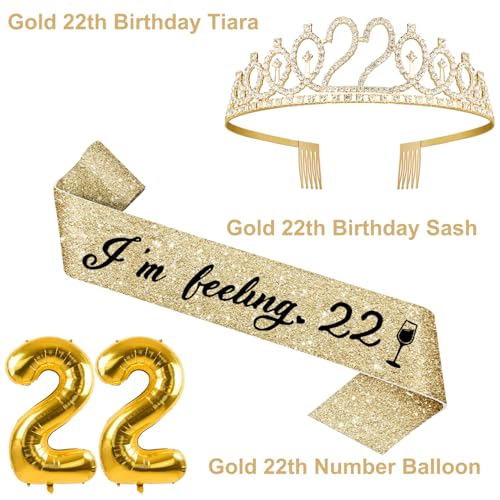 YeohJoy Gold 22nd Birthday Decorations for Her - style: 22nd