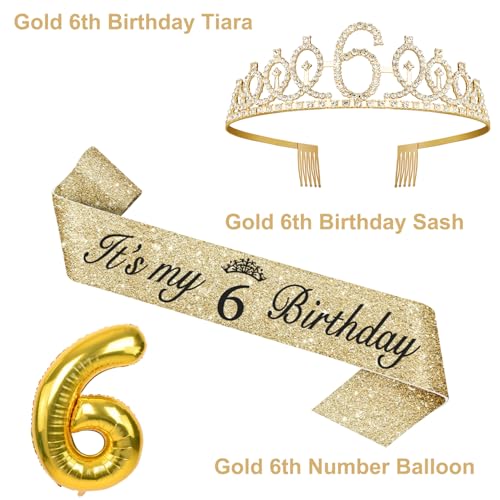 YeohJoy Gold 6th Birthday Decorations for Girls - style: 6th