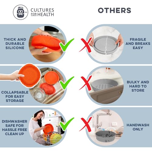 Cultures for Health Silicone Banneton Bread Proofing Basket | Complete Non-Stick Set of Two | 9-Inch Round & 10-Inch Oval Sourdough Proofing Basket | Ideal for Sourdough and Bread Baking Easy to Clean