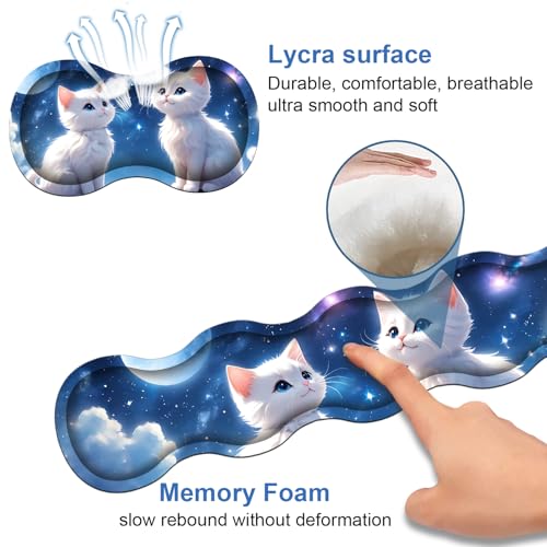 4 in 1 Ergonomic Memory Foam Mouse Pad Wrist Rest Set, Large XXL Gaming Desk Pad + Keyboard Wrist Rest + Mouse Wrist Cushion + Coaster for Home Office Study Gaming, Cute Cat - color: Cute Cat