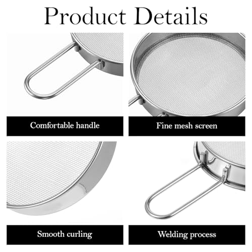 2 Pack Mini Flour Sifter, 40 Mesh 3.15in Round Sifter with Handle