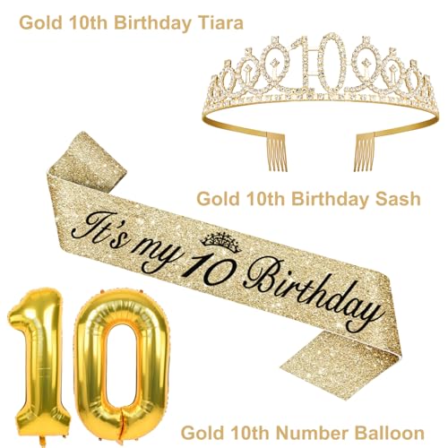 YeohJoy Gold 10th Birthday Decorations for Girl - style: 10th