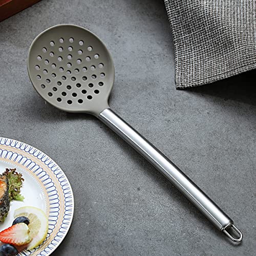 Berglander Skimmer, Non-stick Silicone Strainer, Kitchen Cooking Skimmers For Non-Stick Cookware, Dishwasher Safe, Easy to Clean - style: h. Skimmer