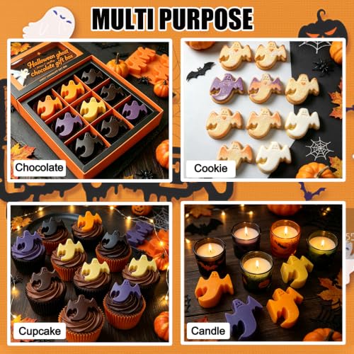 3 Pack Ghost Silicone Molds, Halloween Candy Chocolate Molds for Baking - color: 3 Orange