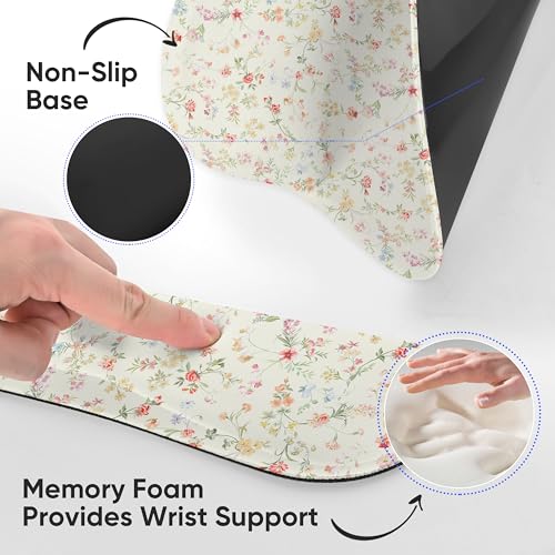 Wrist Rest Support for Mouse Pad Keyboard Set Circle Coaster Gaming Mouse Pad Ergonomic Gel Memory Foam Set for Computer, Laptop, Office, Pain Relief, Comfortably Typing Flowers KM-39 - color: Km-39