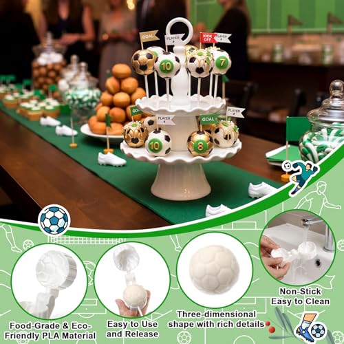 2 Pcs Soccer Cake Pop Mold with 100 Pcs Sticks, Soccer Mold - style: Soccer